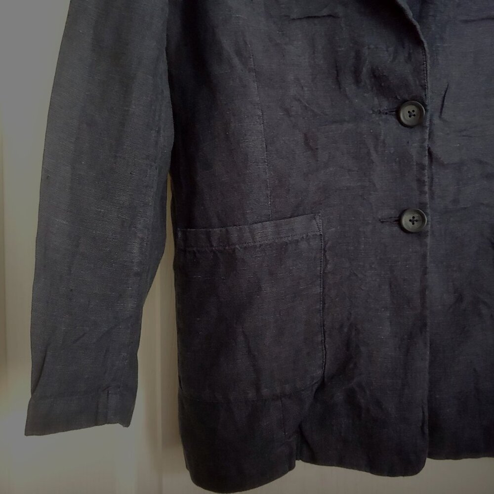 Garnet Hill Linen Career Business Travel Resort Nautical Coastal Button Blazer M - Picture 5 of 15
